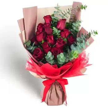 캄퐁 티옹 바루 꽃- 빨간 리본 꽃 배달
