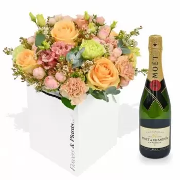 Alveley and Claverley blomster- Peachy & Moet Blomst Levering