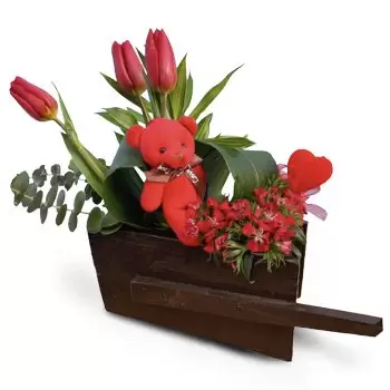 ברביר פרחים- דובון ולב פרח משלוח