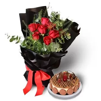 fiorista fiori di Al Quoz Industrial Area Second- Petalo romantico con torta Fiore Consegna