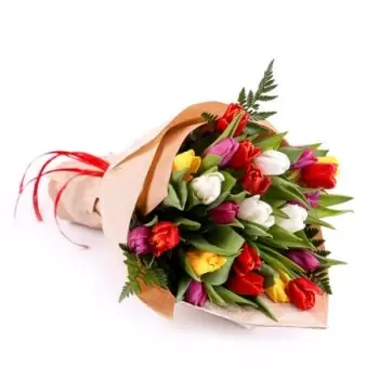Magyarország-virágok- Színes tulipánok - csokor Virág Szállítás