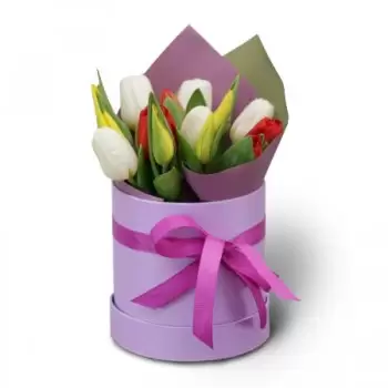 Macaristan çiçek- RENKLİ LALELER - ÇİÇEK KUTUSU Çiçek Teslimat