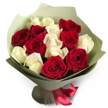 Ungarn Blumen Florist- BOUQUET VON BURGUNDER- UND WEISSEN ROSEN Blumen Lieferung
