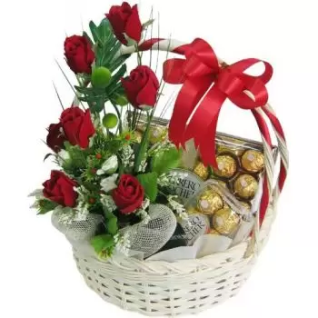 Agios Adrianos blomster- Kurv med sjokolade Blomst Levering