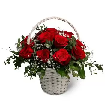 Марианка цветя- Кошница с червени рози Цвете Доставка