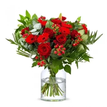 Coevorden-Klinkenvier bloemen bloemist- Romantisch rood boeket Bloem Levering