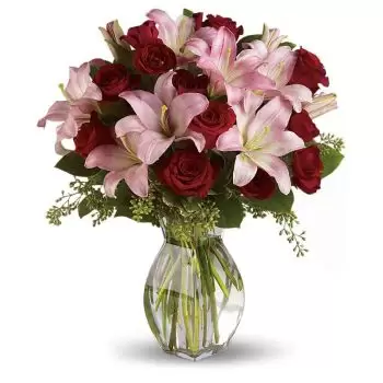 Elbu bloemen bloemist- Rode en roze Symphony Bloem Levering