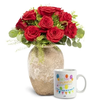 fiorista fiori di Ribadeo- Composizione di rose rosse 1 Fiore Consegna