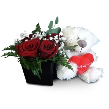 Albufeira Online Blumenhändler - Teddy und Rosen schätzen Blumenstrauß