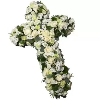 Lebanon-virágok- Fehér kereszt temetés Virág Szállítás