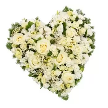 Tbilisi flowers  -  White Funeral Heart Flower Delivery
