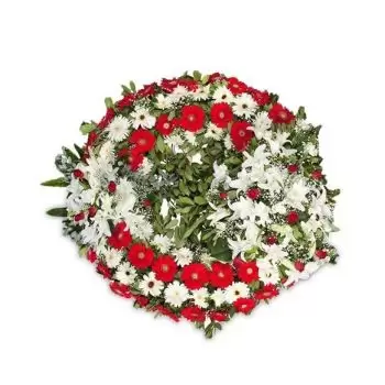 بائع زهور نيو دلهي- إكليل أحمر وأبيض زهرة التسليم