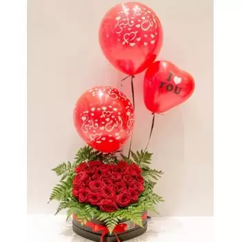Al Khor blomster- Romantik med balloner Blomst Levering