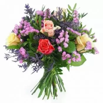 Aigueperse bloemen bloemist- Roze & mauve rustiek boeket Varna Bloem Levering