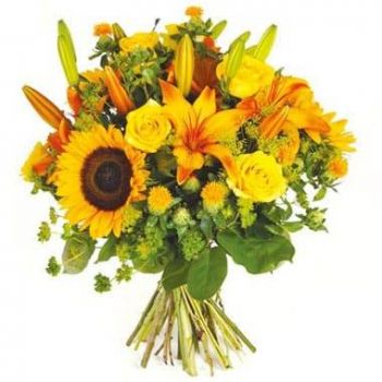 Ομορφη σε απευθείας σύνδεση ανθοκόμο - Μπουκέτο με κίτρινα λουλούδια Sun Μπουκέτο