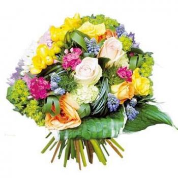 Aire-sur-l Adour-virágok- Csokor tarka virágok Fougue Virágkötészeti csokor
