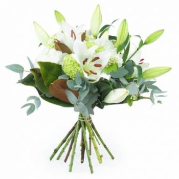 קלדוניה החדשה פרחים- זר חבצלות ופרחים לבנים ברוז' פרח משלוח