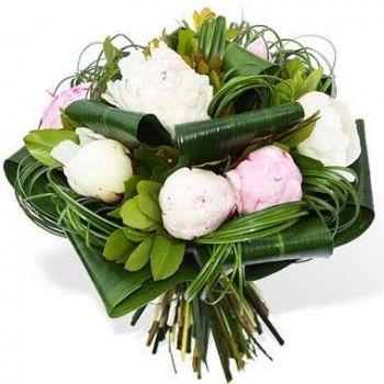 Марсилия цветя- Букет от бели и розови божури Цвете Доставка