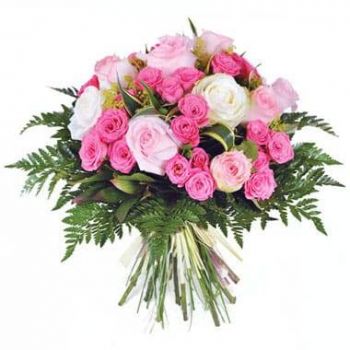 Abidos kukat- Kimppu vaaleanpunaisia ruusuja Pompadour Kukka Toimitus