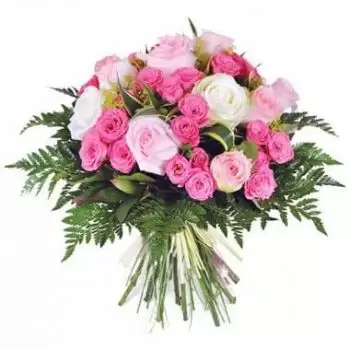 Frankrig blomster- Buket lyserøde roser Pompadour