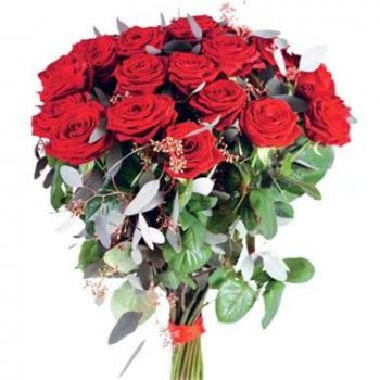 Lyon blommor- Bukett röda rosor Noblesse Blomma Leverans