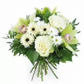 Корсика цветя- Мюнхенски кръгъл бял и зелен букет