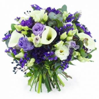 La Condamine Blumen Florist- Weißer und lila runder Strauß Ostrava Blumen Lieferung