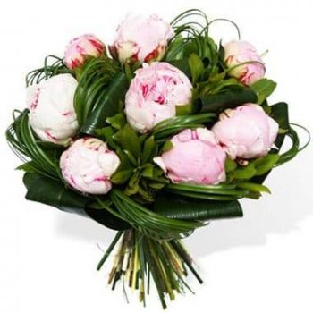 flores Marsella floristeria -  Ramo redondo de peonías rosas Ramos de  con entrega a domicilio