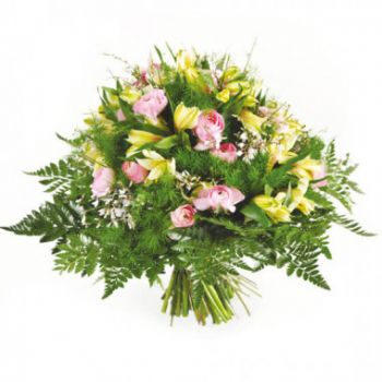 Марсилия цветя- Кръг букет от тънки рози Цвете Доставка