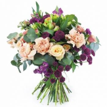 קלדוניה פרחים- זר סנט אמיליון ורוד וסגול פרח משלוח