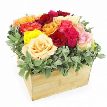 Monaco flowers  -  Los Angeles Colorful Rose Square Flower Delivery