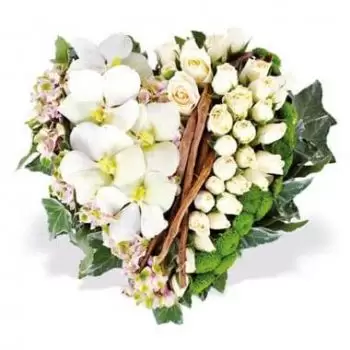 Bordeaux Blumen Florist- Weißes Trauerherz Süße Blumen Lieferung