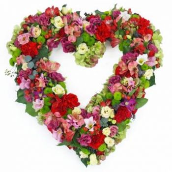 Гайана цветы- Траурное сердце из розовых и красных цветов Л Цветок Доставка