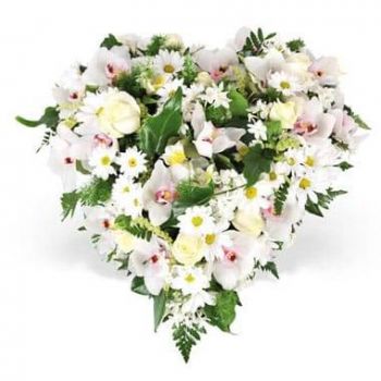 Aigues-Mortes Fleuriste en ligne - Coeur en fleurs pour un deuil Nuage Bouquet
