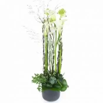 fleuriste fleurs de Gourbeyre- Composition blanche en hauteur Lima Fleur Livraison