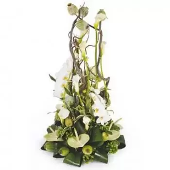 fleuriste fleurs de Nantes- Composition blanche pour un enterrement L'Ins 