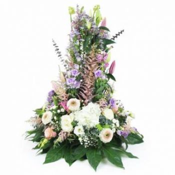 fleuriste fleurs de Montpellier- Composition de deuil pastel Héra Fleur Livraison