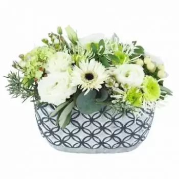 fleuriste fleurs de Condamine- Composition de fleurs blanches Dallas Bouquet/Arrangement floral