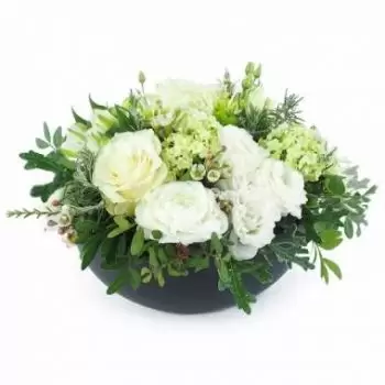 Tina Blumen Florist- Komposition aus weißen Fontana-Blüten Blumen Lieferung
