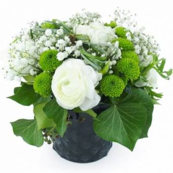 fleuriste fleurs de Saint-André- Composition de fleurs blanches Montréal Bouquet/Arrangement floral