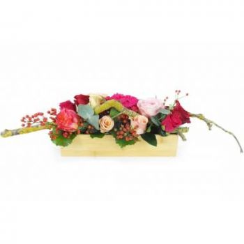 Abbaretz Blumen Florist- Zusammensetzung von rosa u. roten Blumen New  Blumen Lieferung