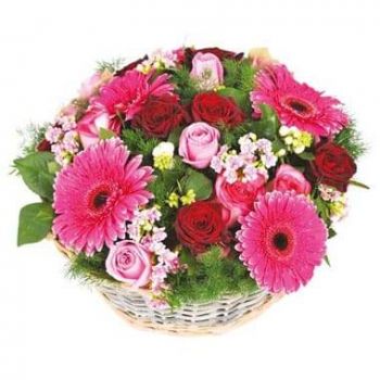 Acheres פרחים- הרכב פרחי רימון ורודים פרח משלוח