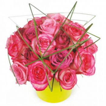 Lille bunga- Komposisi mawar merah jambu Traviata Bunga Penghantaran