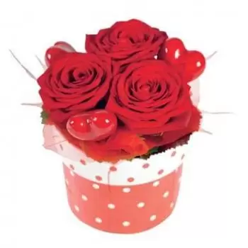 Ny Kaledonien blomster- Sammensætning af røde roser Romeo Blomst Levering