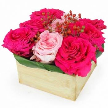 Lille blommor- Sammansättning av Saint Louis rosor Blomma Leverans