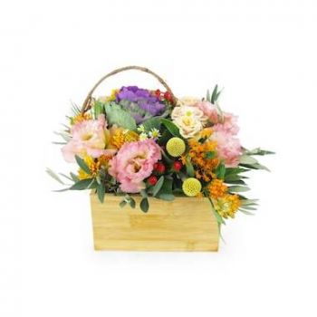 fiorista fiori di Canala- Composizione floreale quadrata colorata di Mi Fiore Consegna