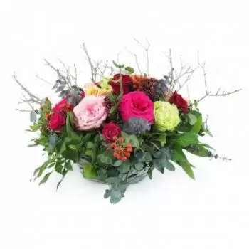 Airoux פרחים- סידור פרחי ורדים צבעוניים של גואדלחרה פרח משלוח