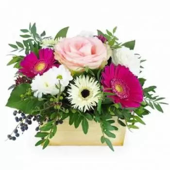 Alcay-Alcabehety-Sunharette bloemen bloemist- Puebla roze en wit bloemstuk Bloem Levering