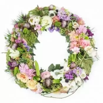 Roura online květinářství - Venkovský věnec z pastelových květin Damona Kytice