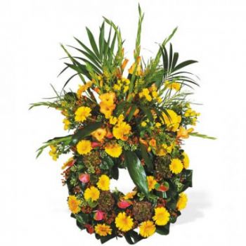 Pau цветя- Светло жълт траурен венец Цвете Доставка